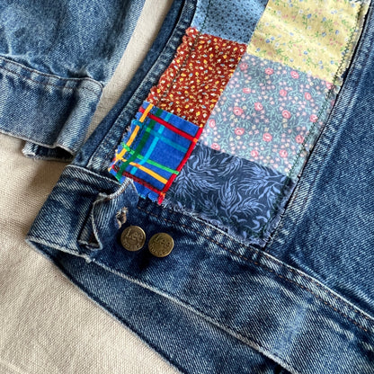 Commissioned Work Jacket - Green with Quilt Squares