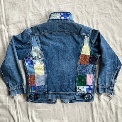 Commissioned Work Jacket - Green with Quilt Squares