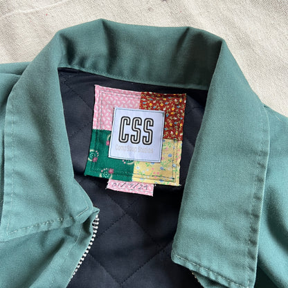 Commissioned Work Jacket - Green with Quilt Squares