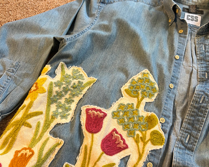 Commissioned Shirt - Embroidered Flowers - Banana Republic Men's XL