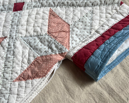 Commissioned Shawl/Poncho/Snuggie - Red/Blue/Cream Pinwheel Quilt