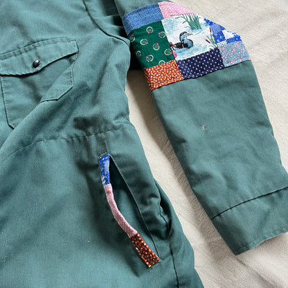 Commissioned Work Jacket - Green with Quilt Squares