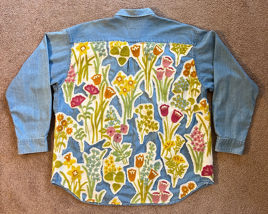 Commissioned Shirt - Embroidered Flowers - Banana Republic Men's XL