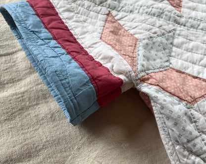 Commissioned Shawl/Poncho/Snuggie - Red/Blue/Cream Pinwheel Quilt