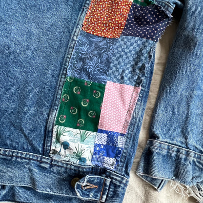 Commissioned Work Jacket - Green with Quilt Squares