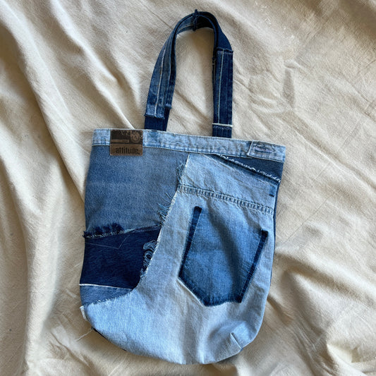 Tote Bag - Scrap Denim and Striped Polo