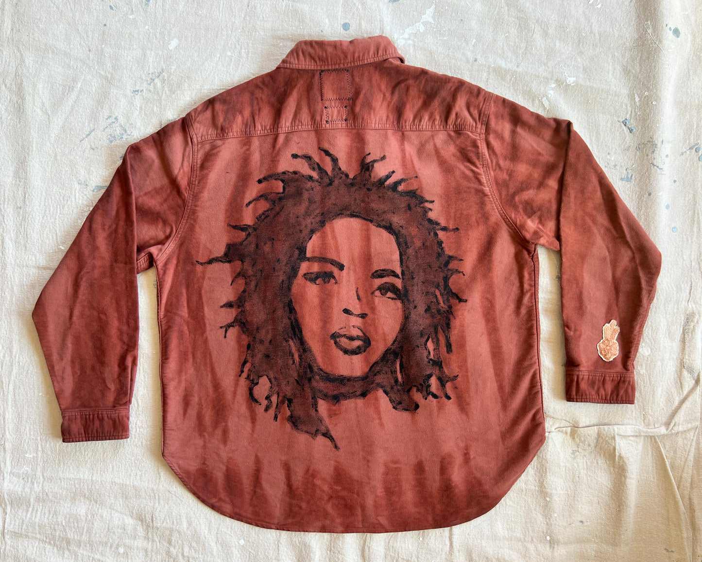 Custom Shirt - Lauryn Hill Inspired - Embroidered Flowers - BDG Men's L