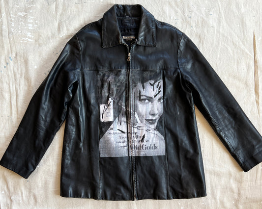 Custom Leather Jacket - Women's 4XL - Screenprinted Vintage Ad