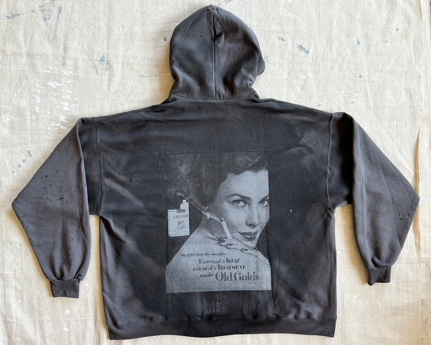 Custom Vintage Ad Hoodie - Grey - Men's XXXL